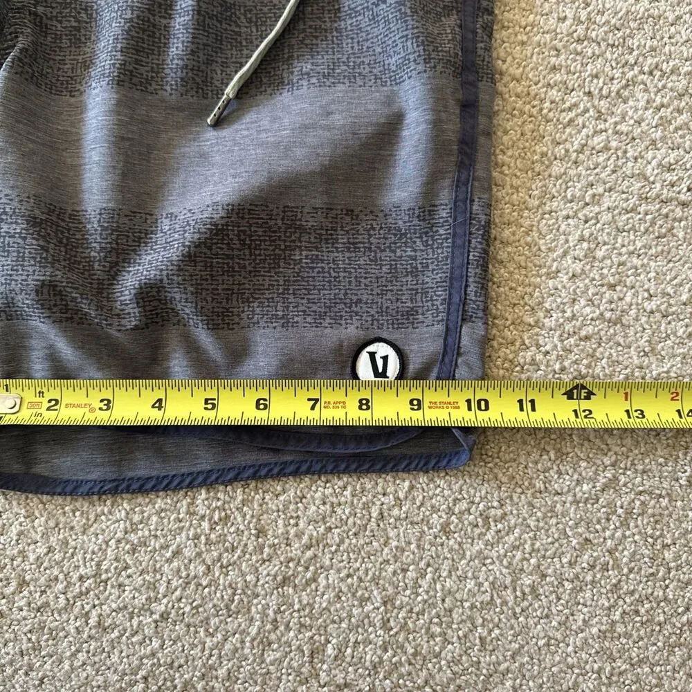 Vuori Men's Gray Polka Dot Board Shorts Size 32 Drawstring Waist Swim